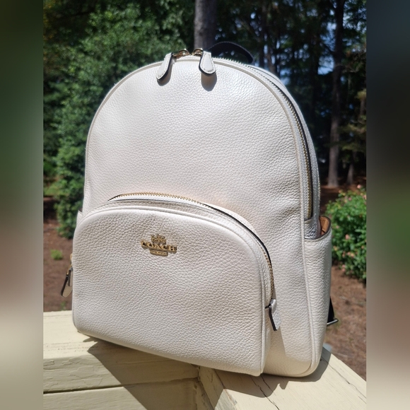 Coach Court Pebbled Leather Backpack Daypack #5666 In Chalk - Picture 1 of 13